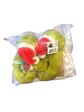 Grinch Holiday Kids Slippers Green M(11-12) Plush Christmas Footwear
